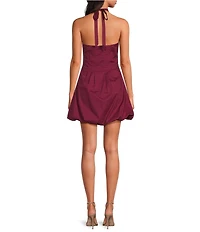 Steve Madden Dianna Halter Neck Sleeveless Bubble Hem Poplin Mini Dress