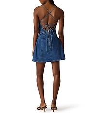 Steve Madden Dianne V-Neck Sleeveless Denim A-Line Mini Dress