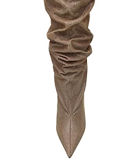 Steve Madden Distortion Glitter Scrunched Knee High Wedge Boots