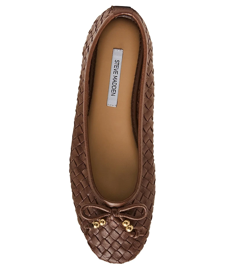 Steve Madden Divy Woven Leather Bow Detail Ballet Flats