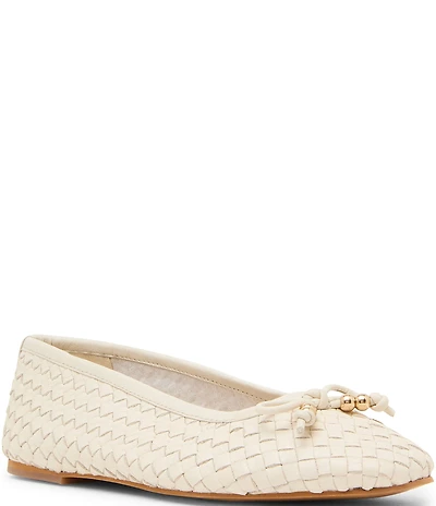 Steve Madden Divy Woven Leather Bow Detail Ballet Flats