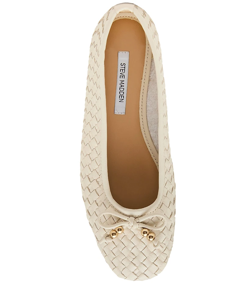 Steve Madden Divy Woven Leather Bow Detail Ballet Flats