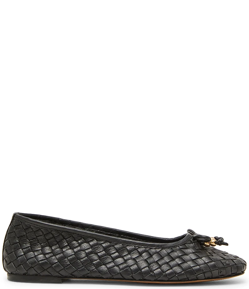 Steve Madden Divy Woven Leather Bow Detail Ballet Flats