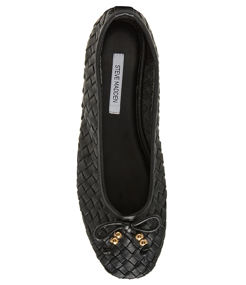 Steve Madden Divy Woven Leather Bow Detail Ballet Flats