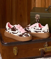 Steve Madden Dodge Cow Print Haircalf Gum Sole Platform Sneakers