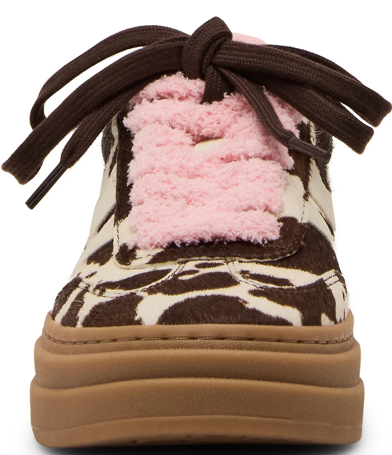 Steve Madden Dodge Cow Print Haircalf Gum Sole Platform Sneakers