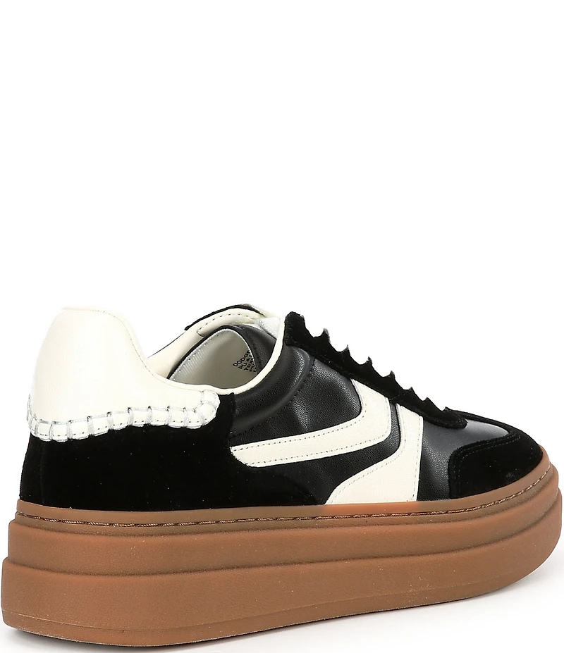 Steve Madden Dodge Suede and Leather Low-Top Gum Sole Platform Sneakers