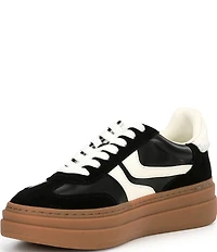 Steve Madden Dodge Suede and Leather Low-Top Gum Sole Platform Sneakers