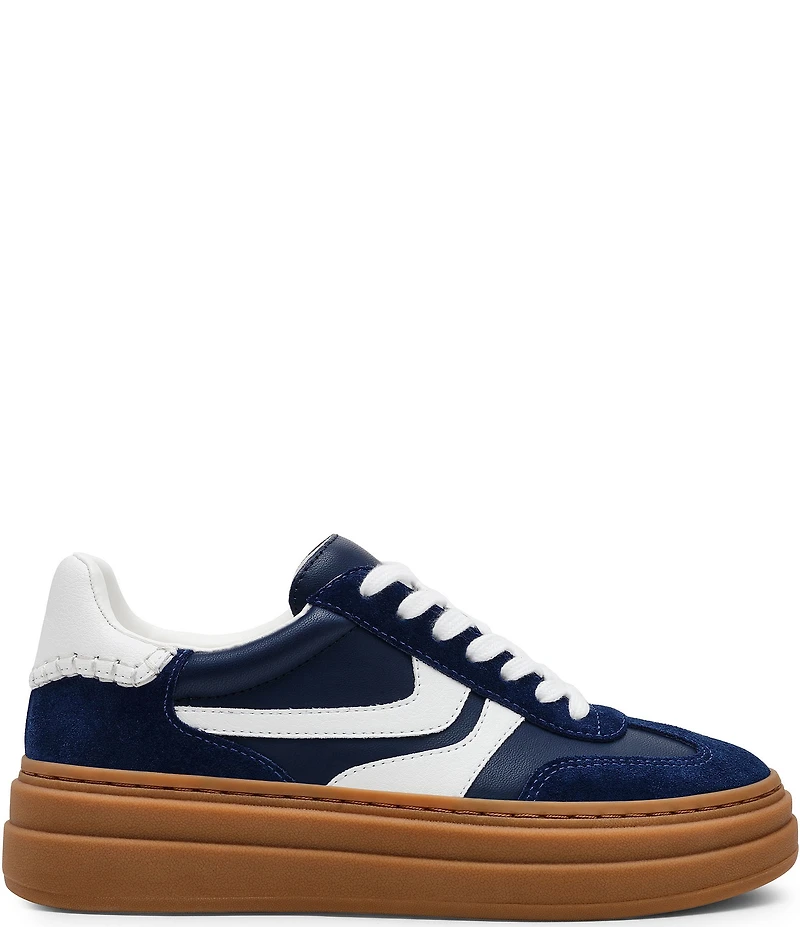 Steve Madden Dodge Suede and Leather Low-Top Gum Sole Platform Sneakers