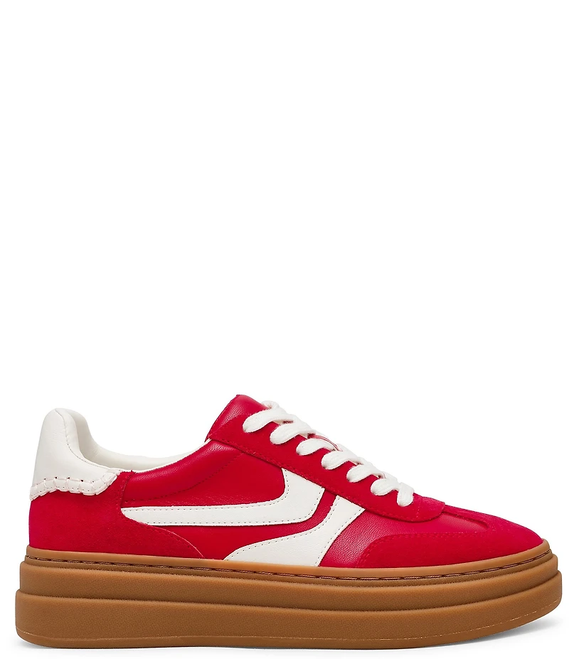 Steve Madden Dodge Suede and Leather Low-Top Gum Sole Platform Sneakers