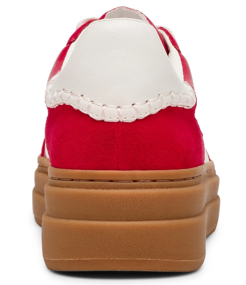 Steve Madden Dodge Suede and Leather Low-Top Gum Sole Platform Sneakers
