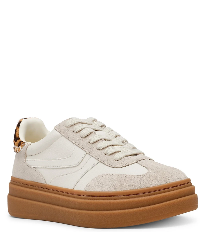Steve Madden Dodge Suede and Leather Leopard Accent Gum Sole Platform Sneakers
