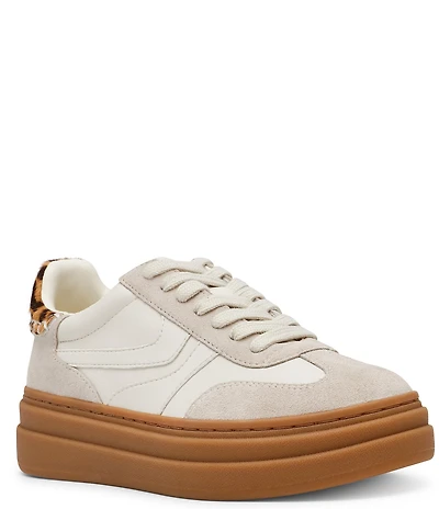 Steve Madden Dodge Suede and Leather Leopard Accent Gum Sole Platform Sneakers