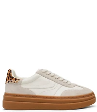 Steve Madden Dodge Suede and Leather Leopard Accent Gum Sole Platform Sneakers