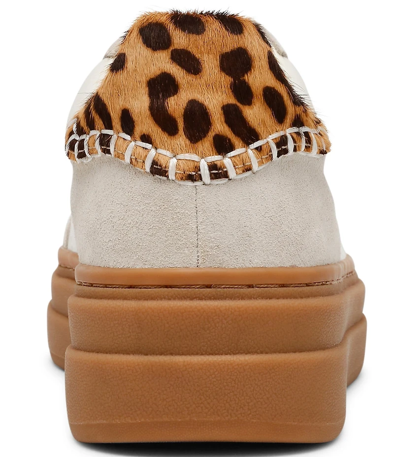 Steve Madden Dodge Suede and Leather Leopard Accent Gum Sole Platform Sneakers