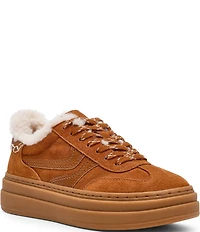 Steve Madden Dodge Suede Faux Fur Lined Low Top Gum Sole Platform Sneakers