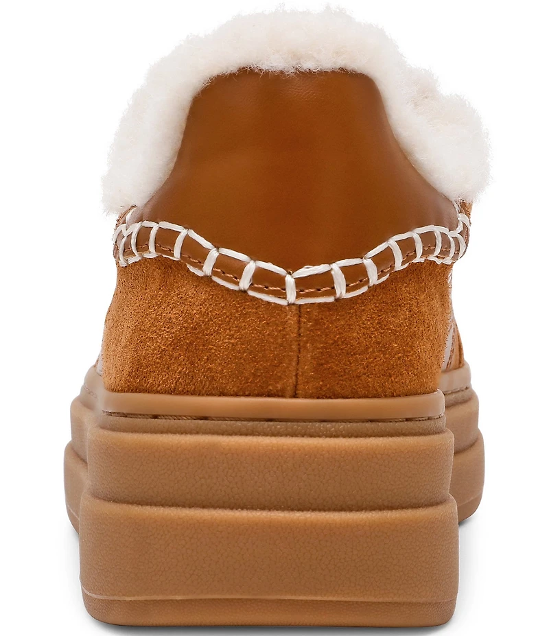 Steve Madden Dodge Suede Faux Fur Lined Low Top Gum Sole Platform Sneakers