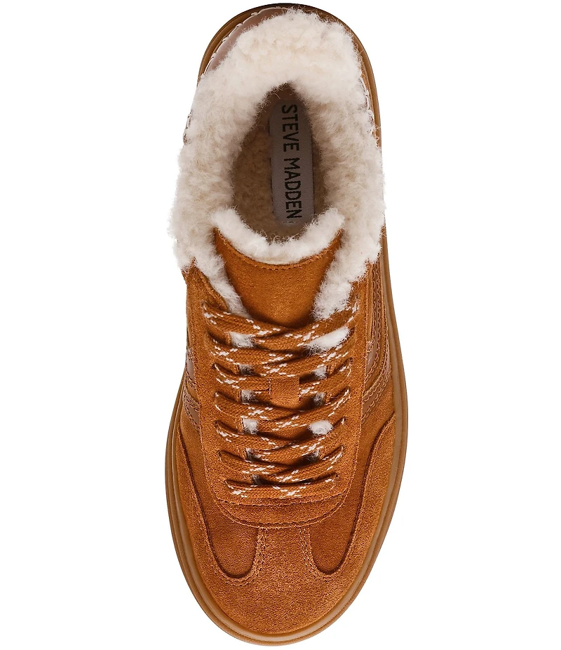 Steve Madden Dodge Suede Faux Fur Lined Low Top Gum Sole Platform Sneakers