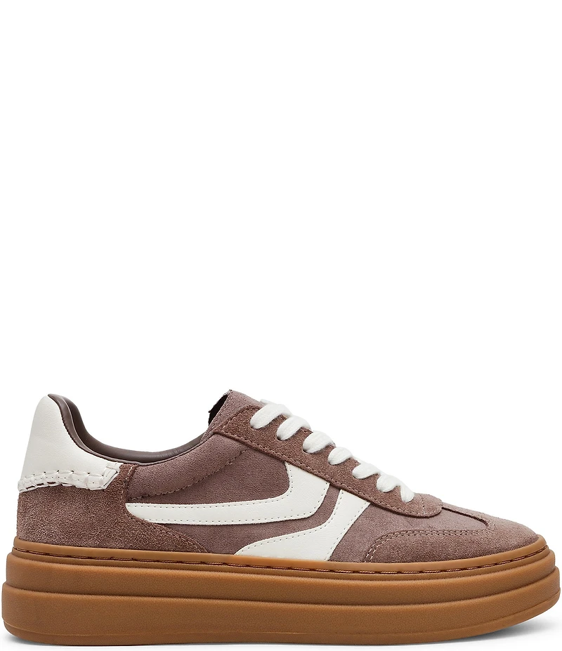 Steve Madden Dodge Suede Low Top Gum Sole Platform Sneakers