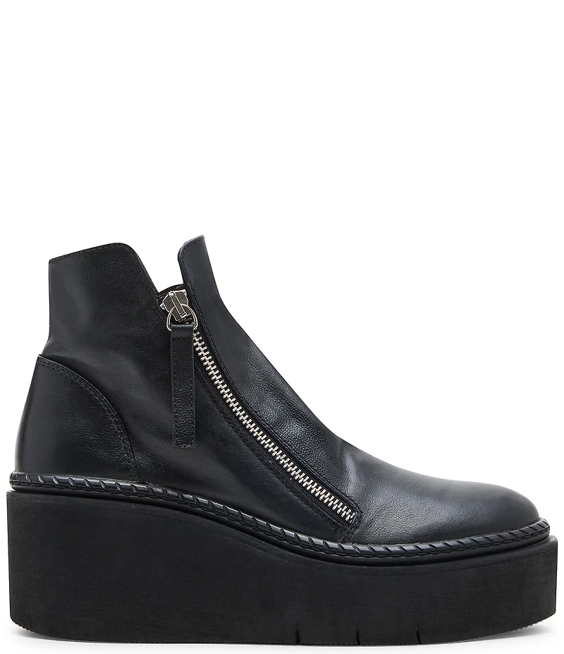 Steve Madden Drift Leather Moto Wedge Platform Booties