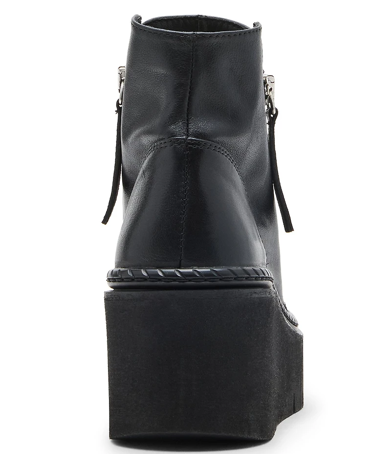 Steve Madden Drift Leather Moto Wedge Platform Booties