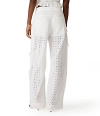 Steve Madden Duo Eyelet Mid-Rise Coordinating Utility Cargo Pants