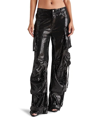Steve Madden Duo Sequin Mid Rise Cargo Pants