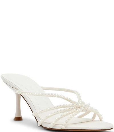 Steve Madden Edna Pearl Embellished Strappy Dress Slide Sandals