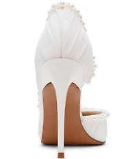 Steve Madden Elegant Satin Mesh Pearl Snip Toe Stiletto Pumps