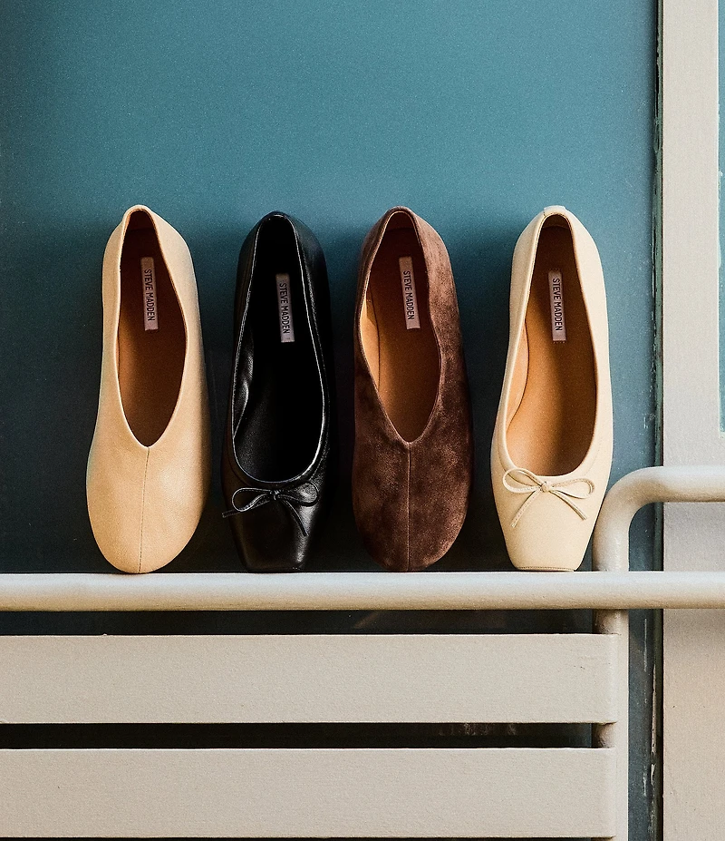 Steve Madden Eleve Nappa Leather Square Toe Ballet Flats
