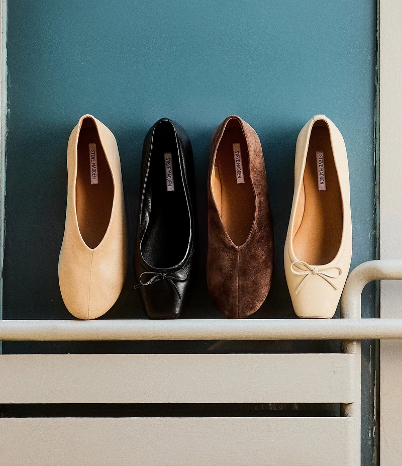 Steve Madden Eleve Nappa Leather Square Toe Ballet Flats