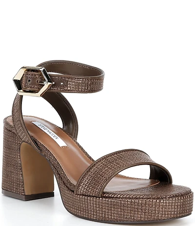 Steve Madden Elida Woven Raffia Platform Dress Sandals