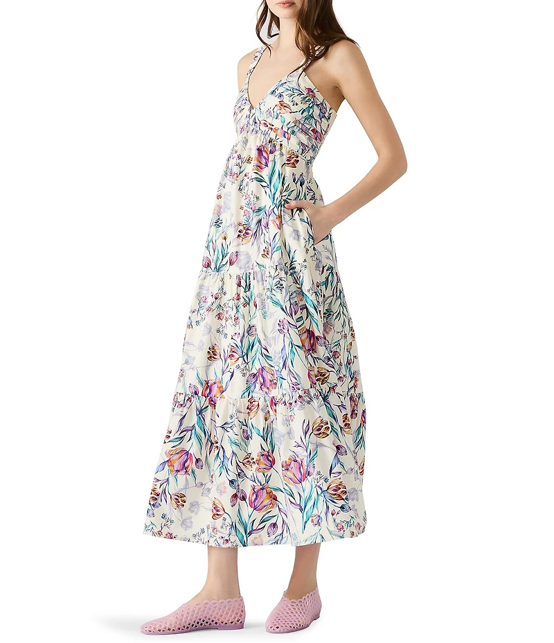 Steve Madden Eliora V-Neck Sleeveless Tiered Poplin Maxi Dress