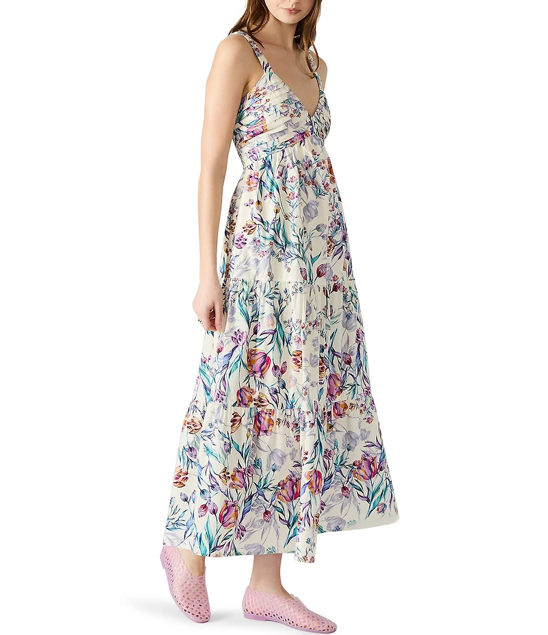 Steve Madden Eliora V-Neck Sleeveless Tiered Poplin Maxi Dress