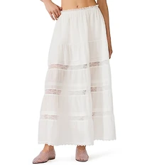 Steve Madden Elisse Cotton Voile Lace Inset A-Line Maxi Skirt