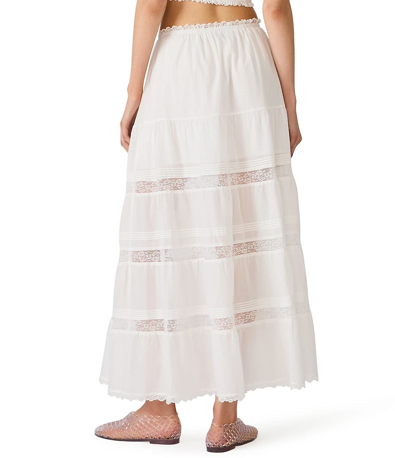 Steve Madden Elisse Cotton Voile Lace Inset A-Line Maxi Skirt