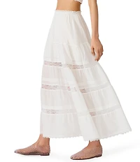Steve Madden Elisse Cotton Voile Lace Inset A-Line Maxi Skirt