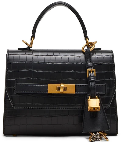 Steve Madden Elloise Crocodile Embossed Belted Charm Satchel Bag