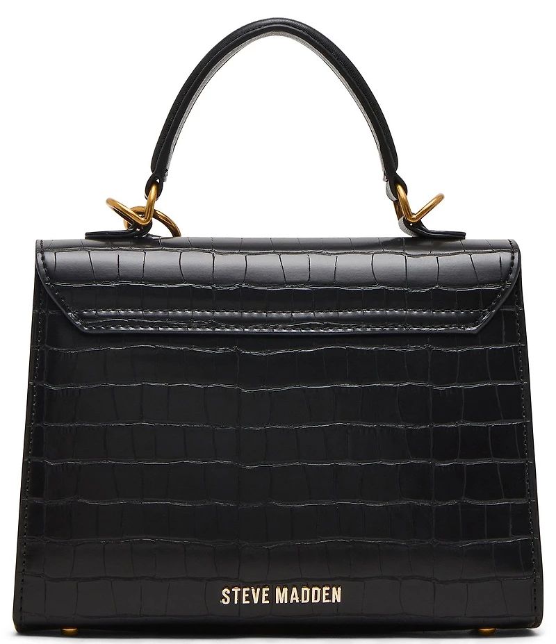Steve Madden Elloise Crocodile Embossed Belted Charm Satchel Bag