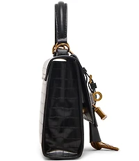 Steve Madden Elloise Crocodile Embossed Belted Charm Satchel Bag