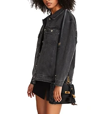 Steve Madden Elloise Crocodile Embossed Belted Charm Satchel Bag