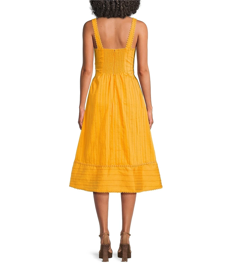 Steve Madden Elton Sweetheart Lace Up Front Midi Dress