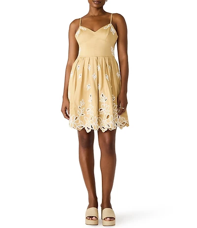 Steve Madden Emelia Embroidered Floral Sleeveless Mini Dress