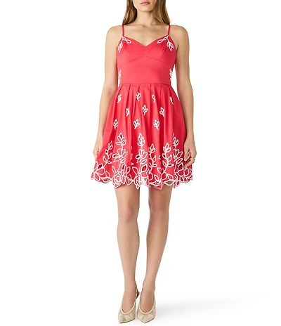 Steve Madden Emelia Embroidered Floral Sleeveless Mini Dress