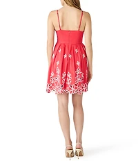 Steve Madden Emelia Embroidered Floral Sleeveless Mini Dress