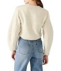 Steve Madden Emili Crew Neck Long Sleeve Boucle Jacket