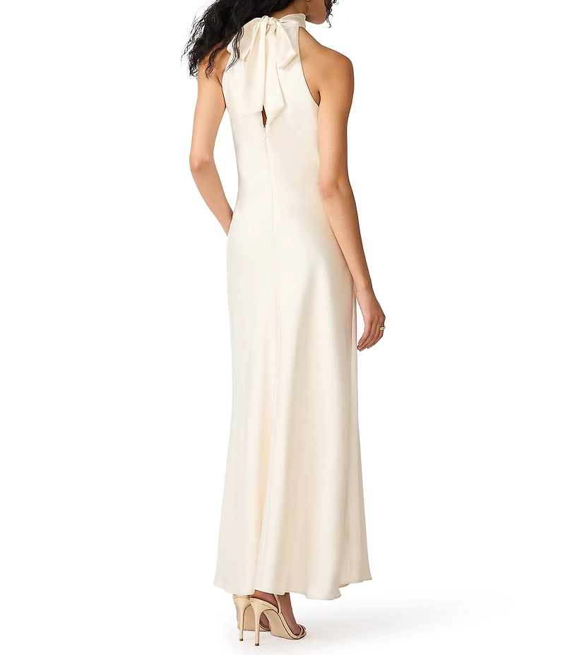 Steve Madden Emmalie High Neck Sleeveless Satin Maxi Dress