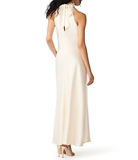Steve Madden Emmalie High Neck Sleeveless Satin Maxi Dress