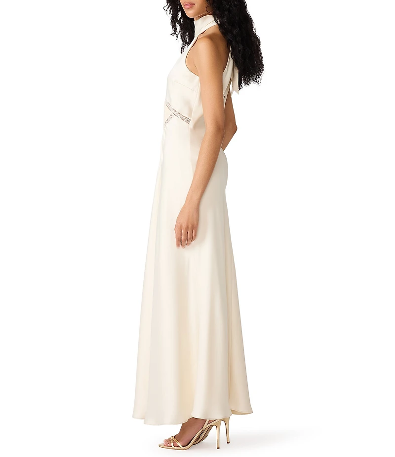 Steve Madden Emmalie High Neck Sleeveless Satin Maxi Dress