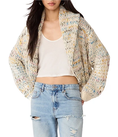 Steve Madden Enid Mixed Yarn Shawl Collar Long Sleeve Sweater